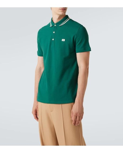 Valentino Green Vlogo Cotton Pique Polo Shirt for men