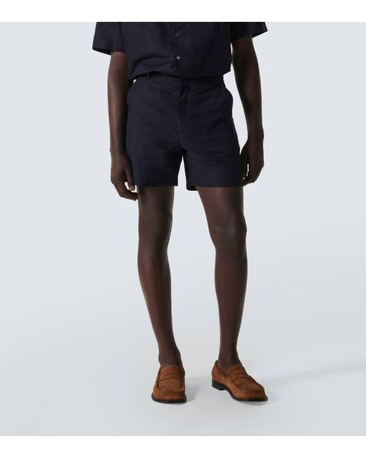 Missoni Blue Zig Zag Cotton And Linen Bermuda Shorts for men
