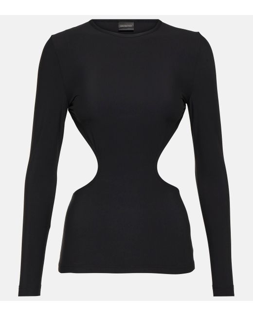 Balenciaga Black Cutout Jersey Top