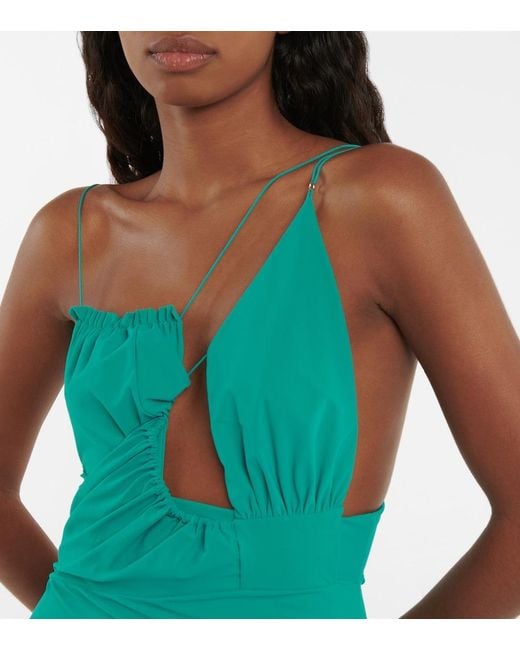 Nensi Dojaka Green Cutout Ruched Minidress