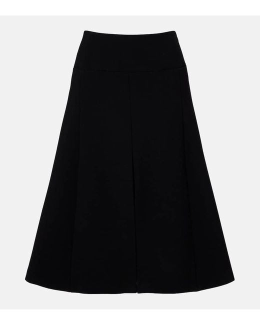 Alaïa Black Pleated Midi Skirt