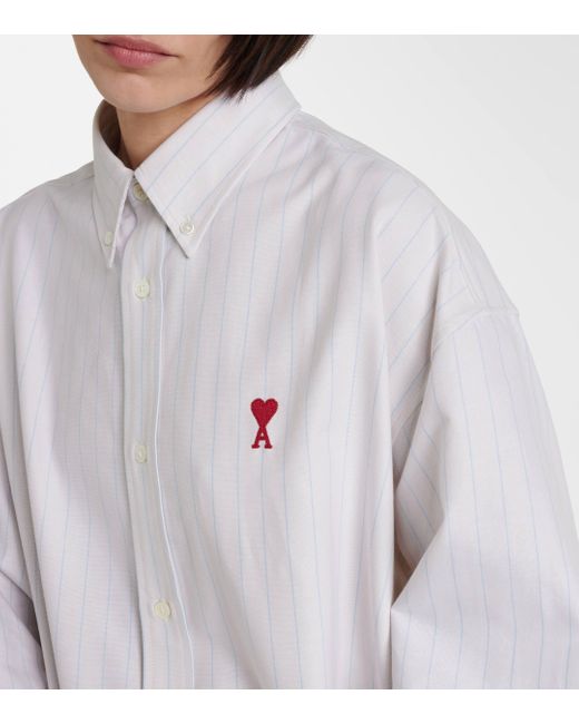 AMI White Ami De Cour Striped Cotton Shirt
