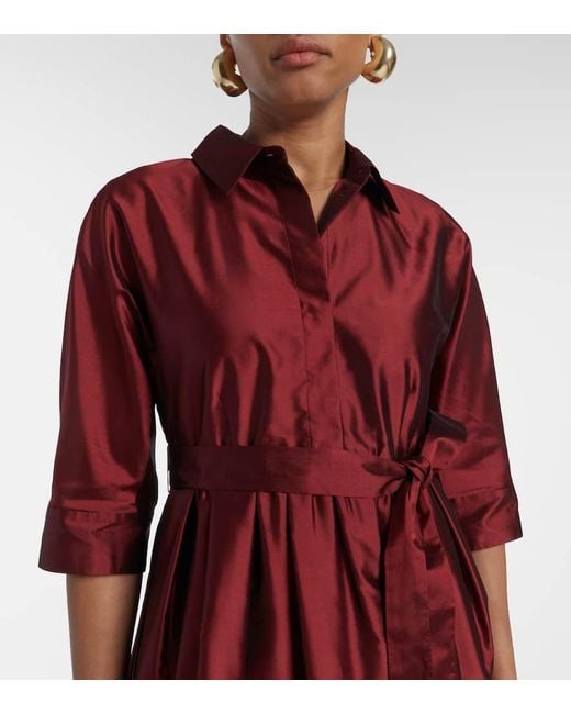 Max Mara Red Max Mara Perry Satin Midi Dress