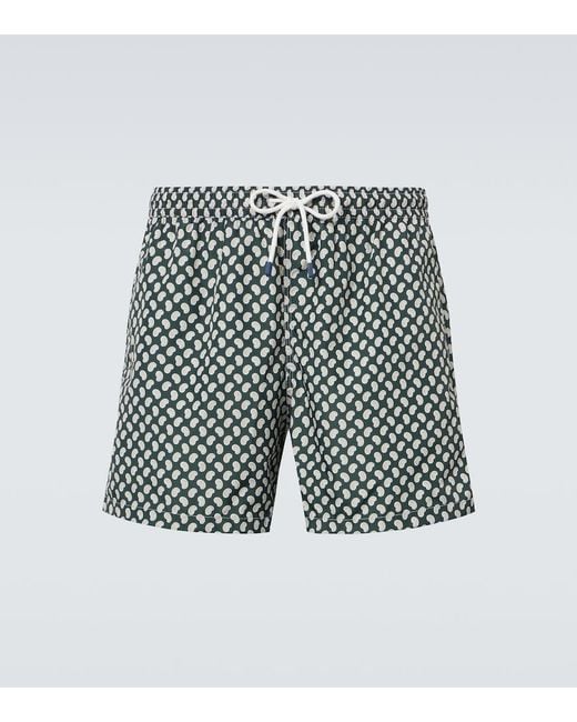 Fedeli Green Madeira Paisley Swim Trunks for men