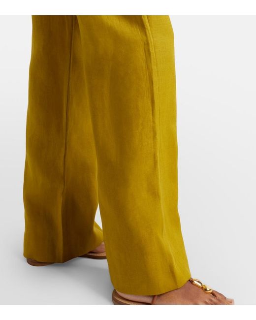 Faithfull The Brand Green Ilride Linen Wide-Leg Pants