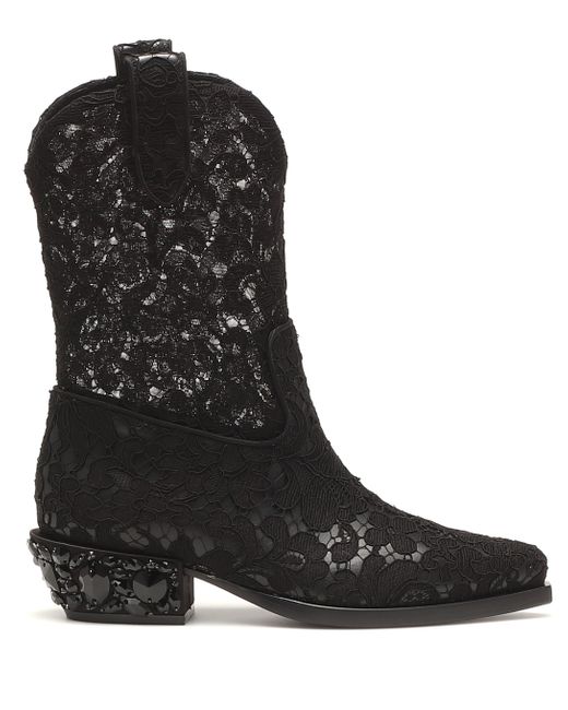 black lace cowboy boots