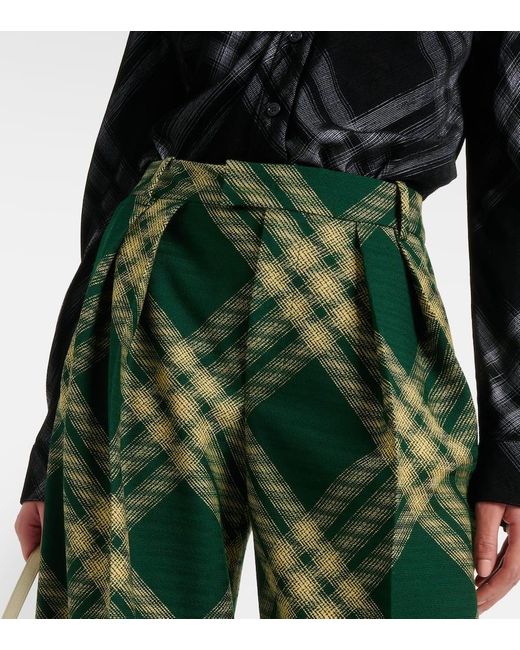 Burberry Green Gerade High-Rise-Hose aus Wolle