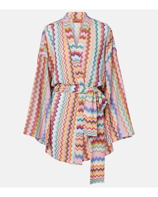Missoni White Zig Zag Oversized Lame Wrap Cardigan