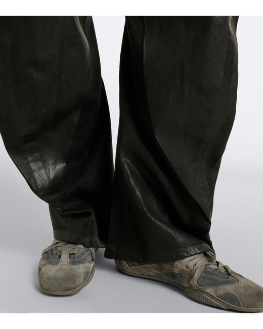 Acne Black Coated Barrel-Leg Jeans
