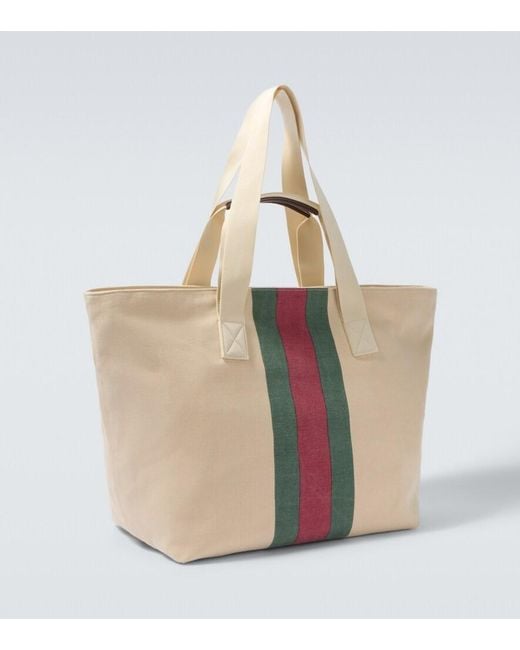 Gucci White Positano Medium Canvas Tote Bag for men