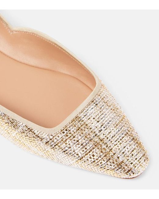 Aquazzura Natural Maia Canvas Ballet Flats