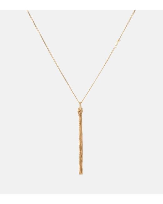 Saint Laurent Metallic Cassandre Pendant Necklace