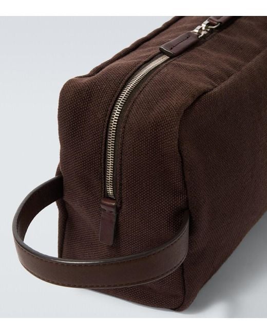 The Row Brown Astra Leather-Trimmed Canvas Pouch for men