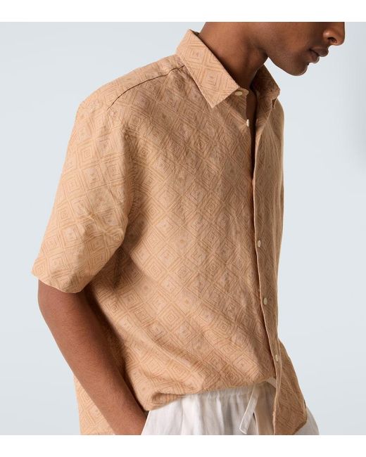 Frescobol Carioca Bedrucktes Hemd Castro Aus Leinen in Natural für Herren