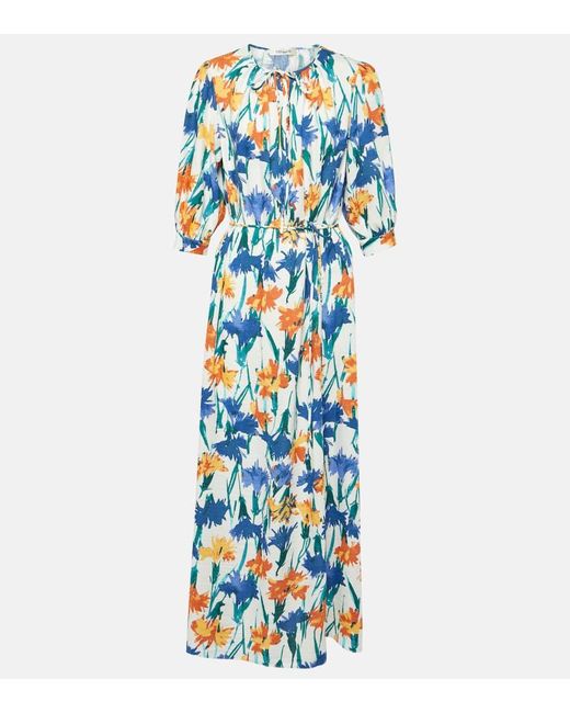 Diane von Furstenberg Blue Drogo Floral Maxi Dress