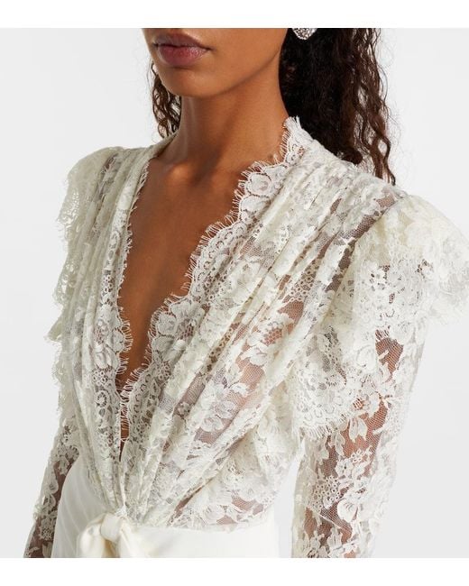 Alessandra Rich White Lace Gown