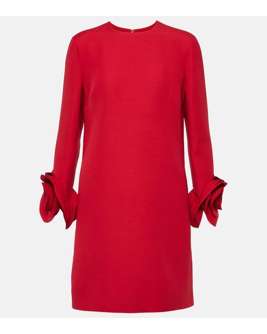 Valentino Red Crepe Couture Floral-applique Minidress