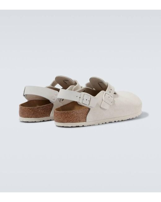 Birkenstock White Tokio Suede Slingback Clogs for men