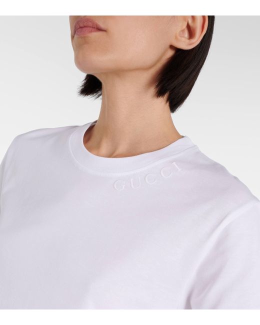 T-shirt brode en coton Gucci en coloris White
