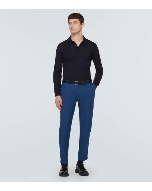 Dolce & Gabbana Schmale Hose aus Leinen in Blue für Herren