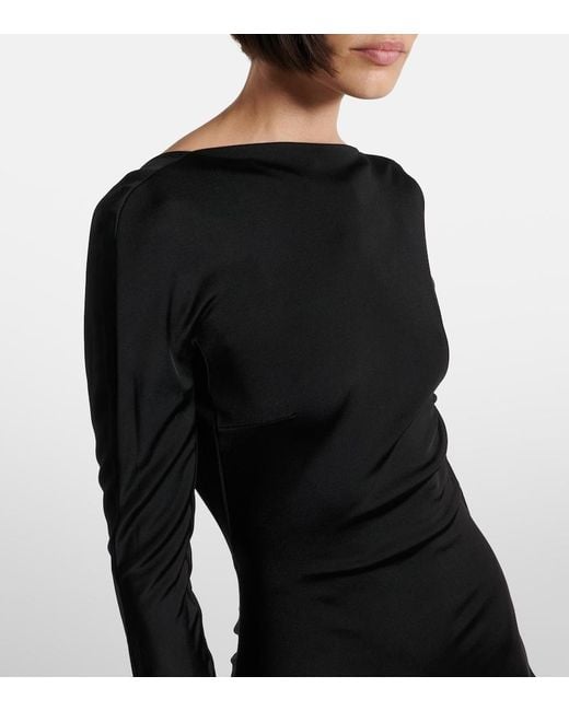 David Koma Black Gathered Jersey Gown