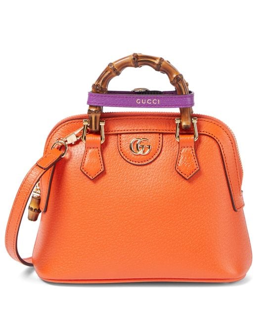 Gucci Orange Diana Mini Leather Tote Bag