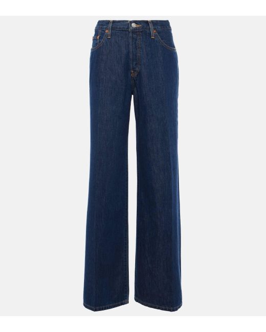 Re/done Blue Palazzo Mid-Rise Wide-Leg Jeans