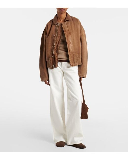 SLVRLAKE Denim Brown Harlem Cotton Canvas Bomber Jacket