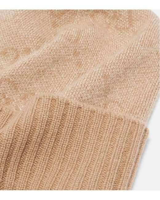 Gucci Natural Gg Cashmere-Blend Lame Beanie