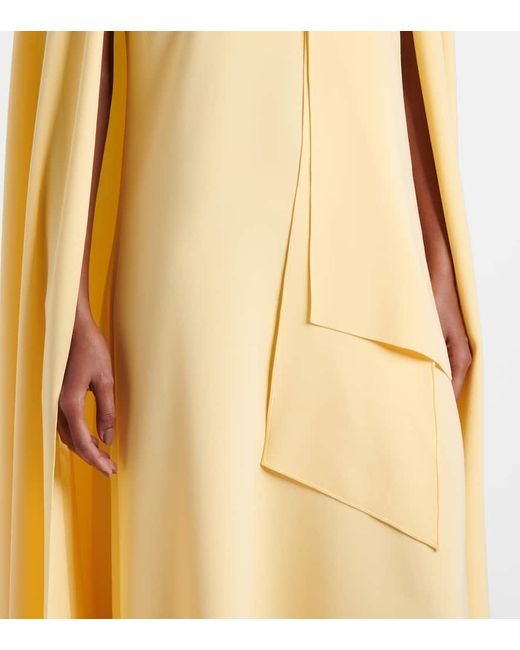 Vestido De Fiesta De Georgette Con Capa Oscar de la Renta de color Yellow