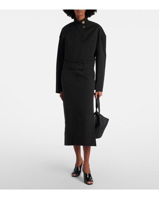 Sportmax Black Velo Cotton Pencil Skirt