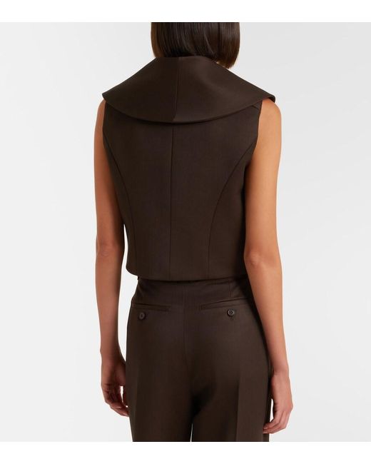 McQueen Black Ruffled Wool Vest