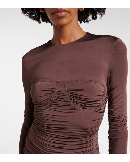 Vestido Largo Alessia De Jersey Y Saten Sir de color Brown