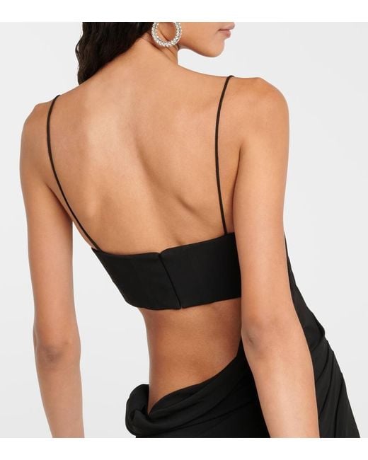 Alex Perry Black Asymmetric Draped Jersey Maxi Dress