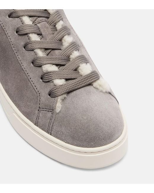 Tod's Gray Classic Shearling-Lined Suede Sneakers