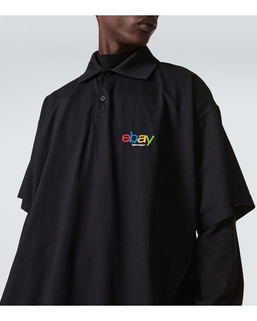 Balenciaga Cotton Polo Shirt in Black for Men Lyst