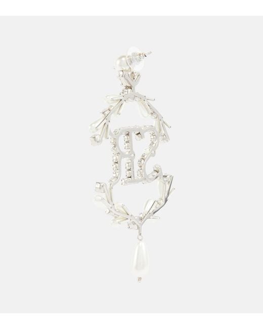 Simone Rocha White Crystal-Embellished Pearl Earrings