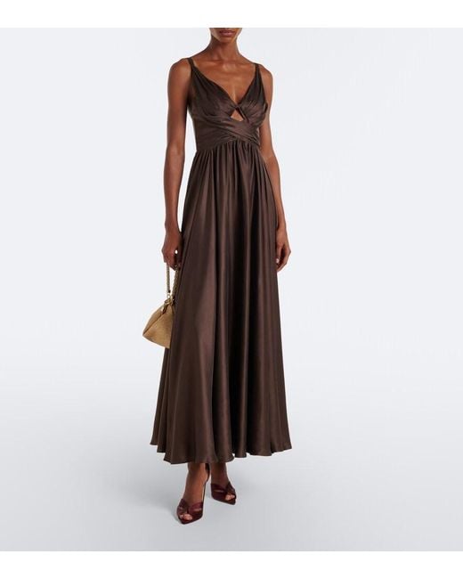 Zimmermann Purple Draped Silk Maxi Dress