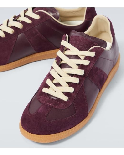 Maison Margiela Sneakers Replica aus Leder und Veloursleder in Purple für Herren