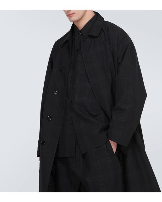 Manteau en laine a carreaux Lemaire pour homme en coloris Black