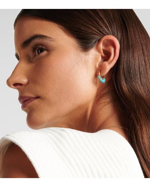 Pendientes Huggie De Oro De 14 Ct Y Diamantes Sydney Evan de color Blue