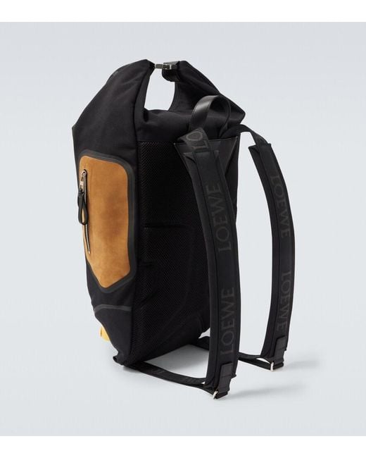 Loewe Black Flex Canvas And Suede Backpack for men