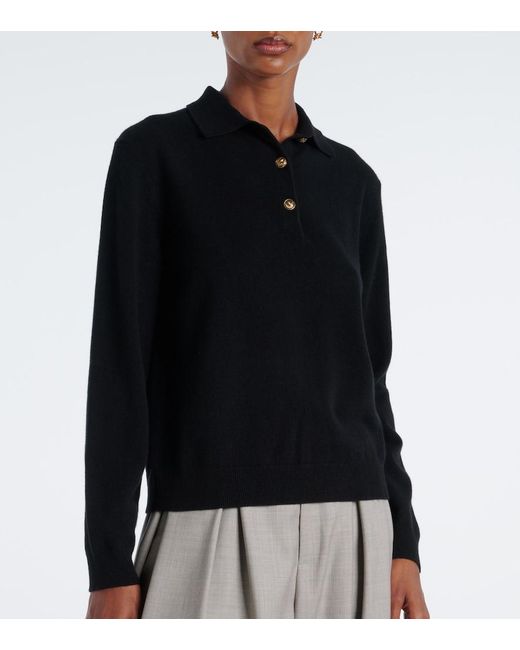 Loro Piana Black Classic Cashmere Polo Sweater