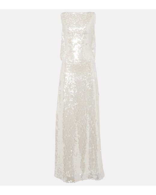 Emilia Wickstead White Bridal Leoni Sequined Sheer Gown