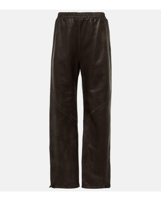 Pantalon de survetement en cuir Acne en coloris Black