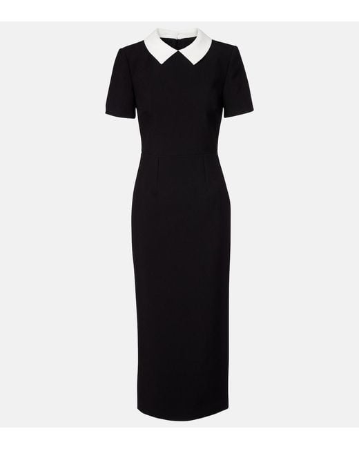 Roland Mouret Black Satin Crepe Midi Dress