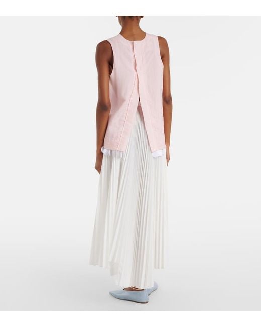 Plan C White Plisse Asymmetric Muslin Maxi Skirt