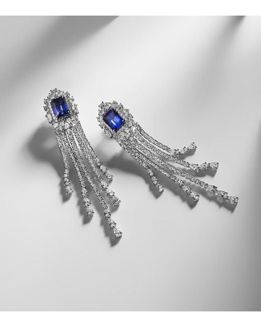 YEPREM Blue Reign Supreme 18Kt Drop Earrings With Diamonds And Sapphires