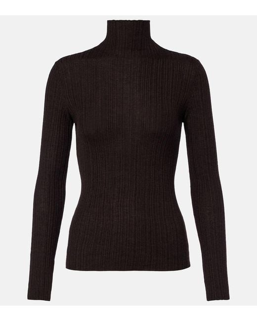 Agnona Black Turtleneck Cashmere, Wool, And Silk Sweater