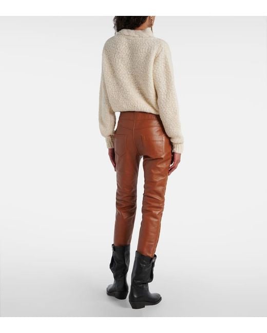 Isabel Marant Brown Schmale Hose Cyerra Aus Leder